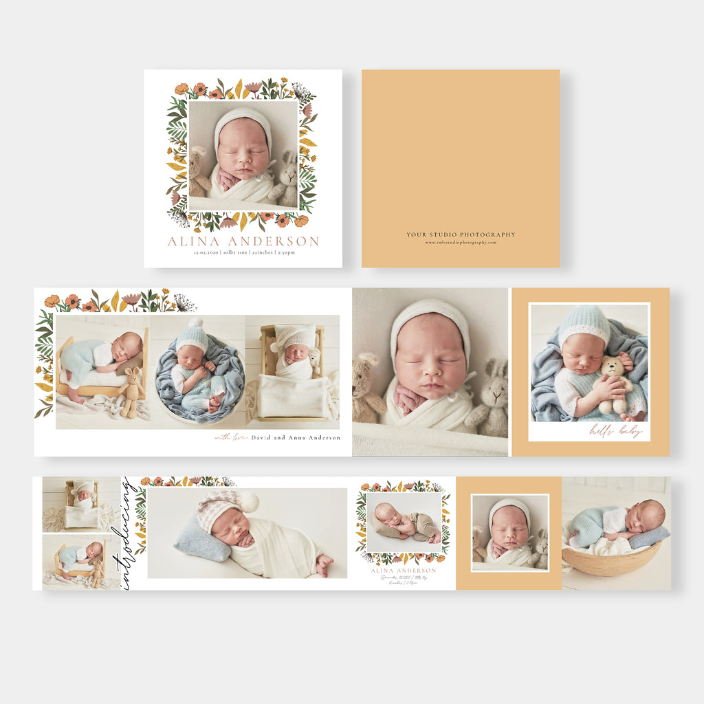 Blossom Flowers - Newborn Mini Accordion Album Template-Template-Salsal Design