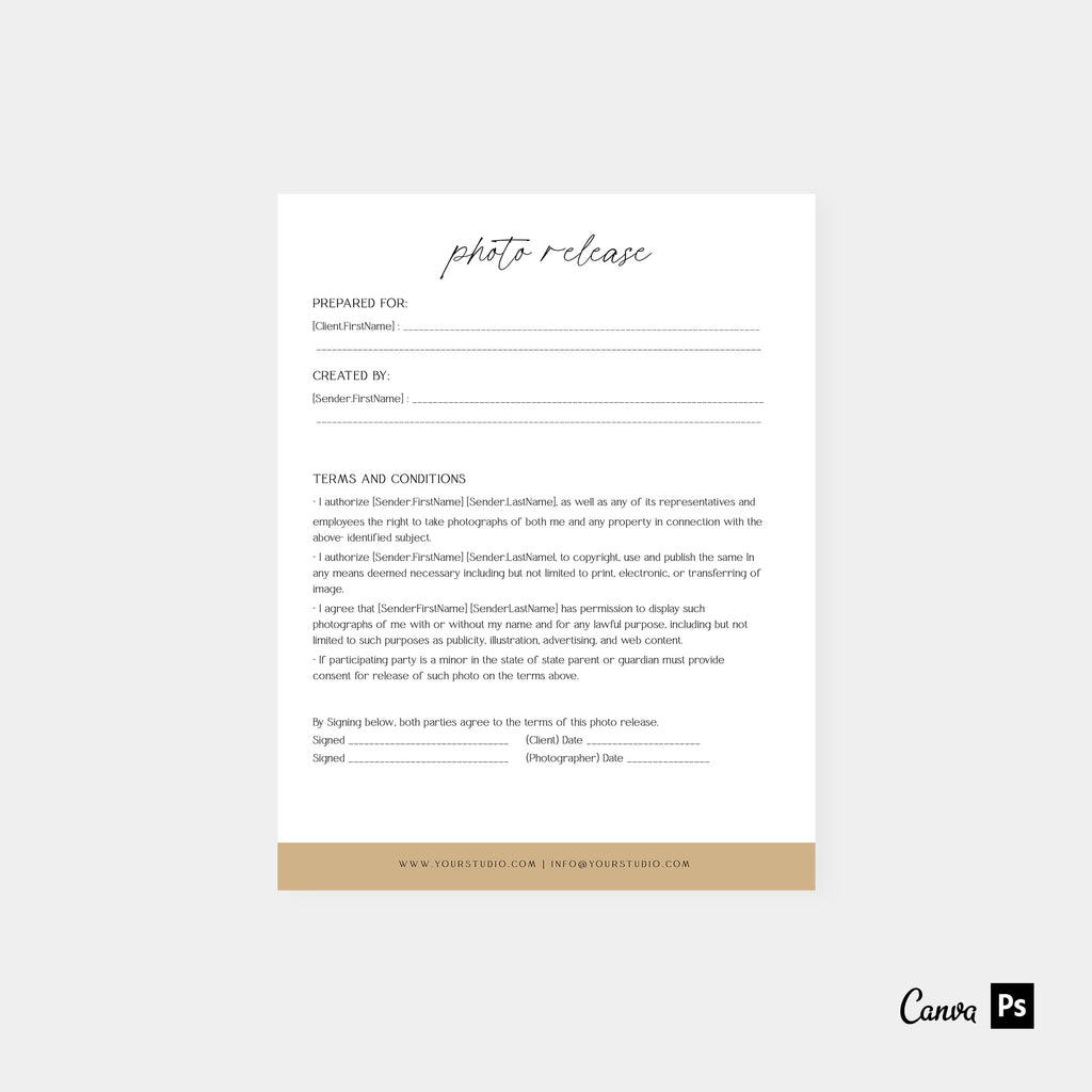 Shining - Photography Photo Release Form Template-Template-Salsal Design
