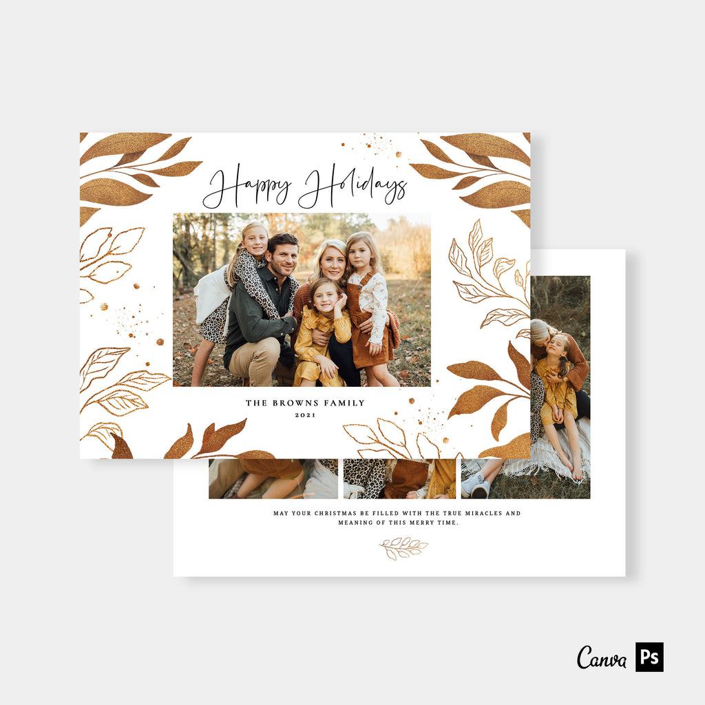 Golden Leaf - Holiday Card Template-Template-Salsal Design