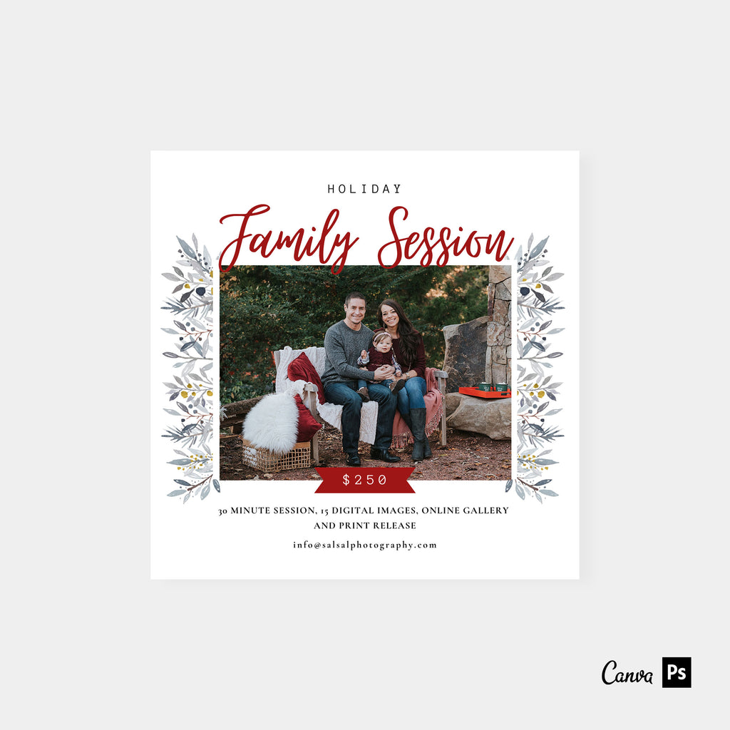 Leafy Frame - Holiday Mini Session Template-Template-Salsal Design
