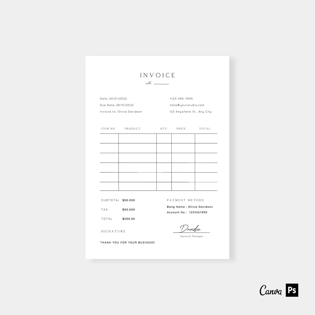 Simple - Photography Invoice Template-Template-Salsal Design