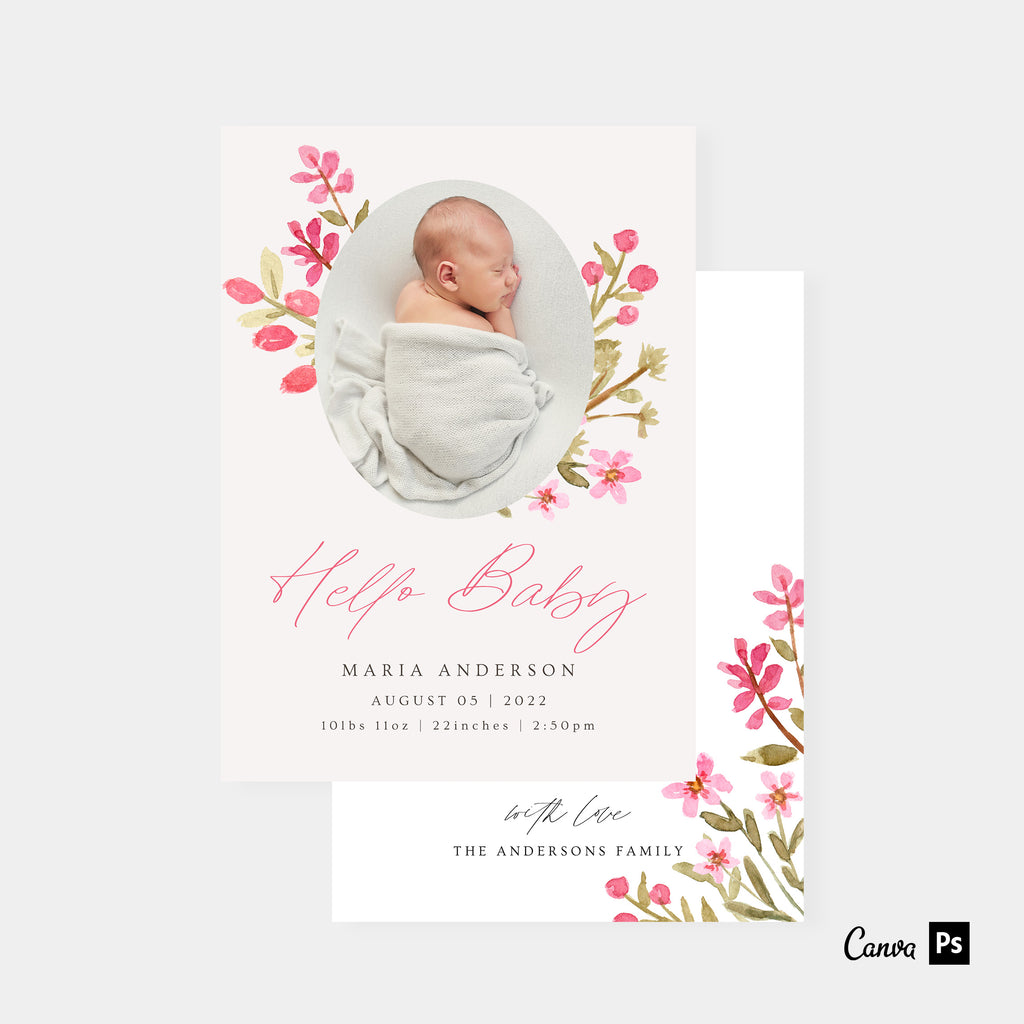 Beautiful Little One - Birth Announcement Template-Template-Salsal Design