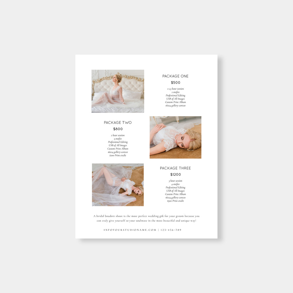 Chic Ivory - Wedding Photography Price Guide Template-Template-Salsal Design