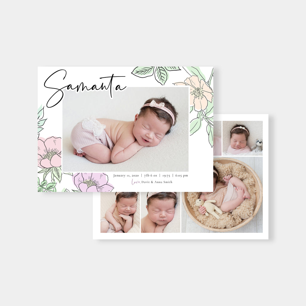 Pretty Girl - Birth Announcement Template-Template-Salsal Design