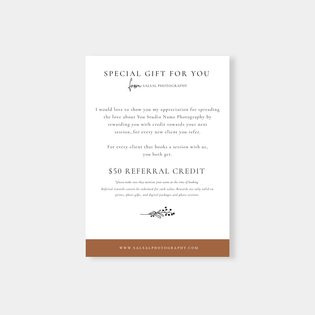 Brown - Photography Referral Card-Template-Salsal Design