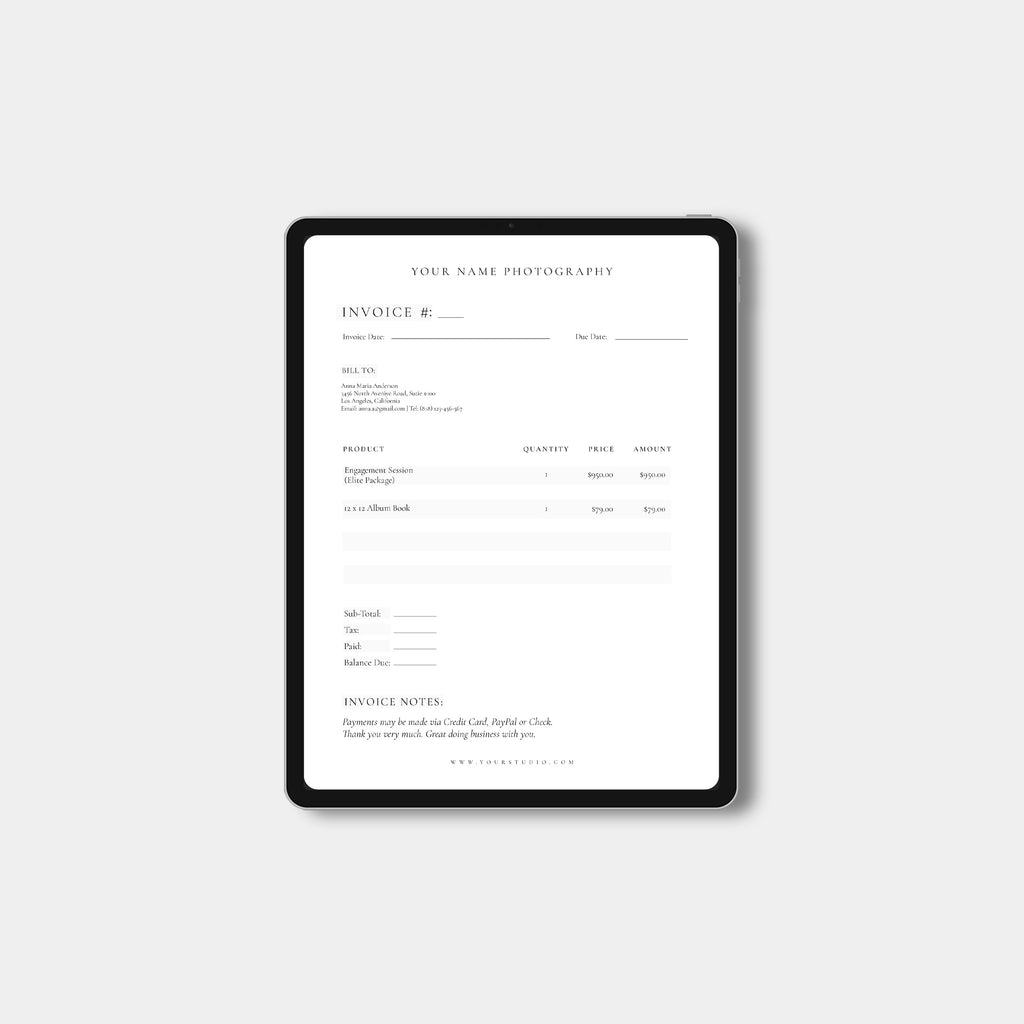 Classic - Photography Invoice-Template-Salsal Design