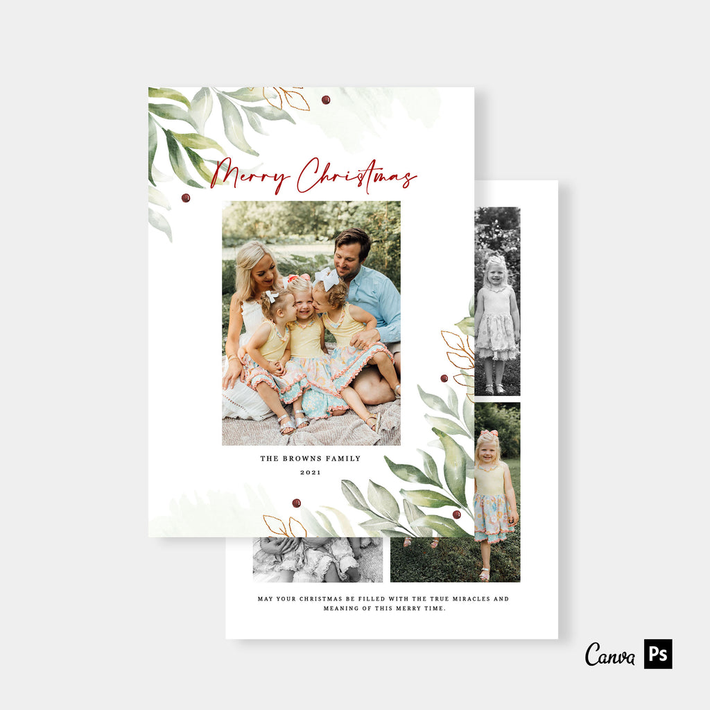 Greenery Corner - Christmas Card Template-Template-Salsal Design