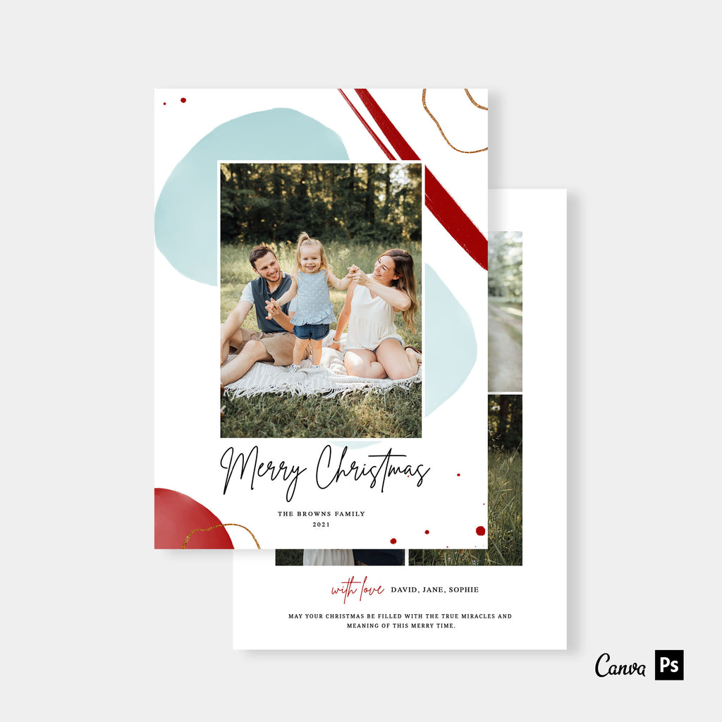 Abstract Watercolor - Christmas Card Template-Template-Salsal Design