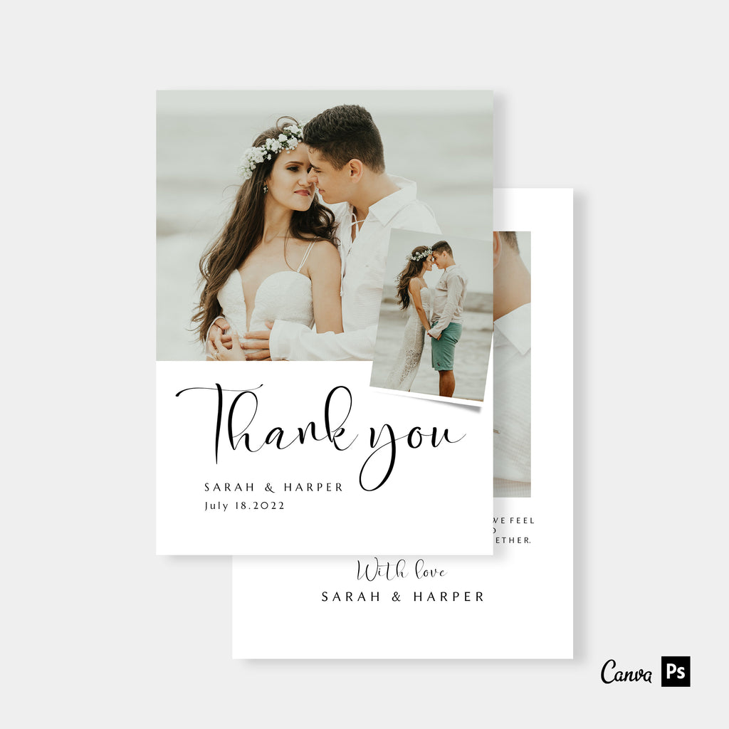 Bold Script - Wedding Thank You Card Template-Template-Salsal Design