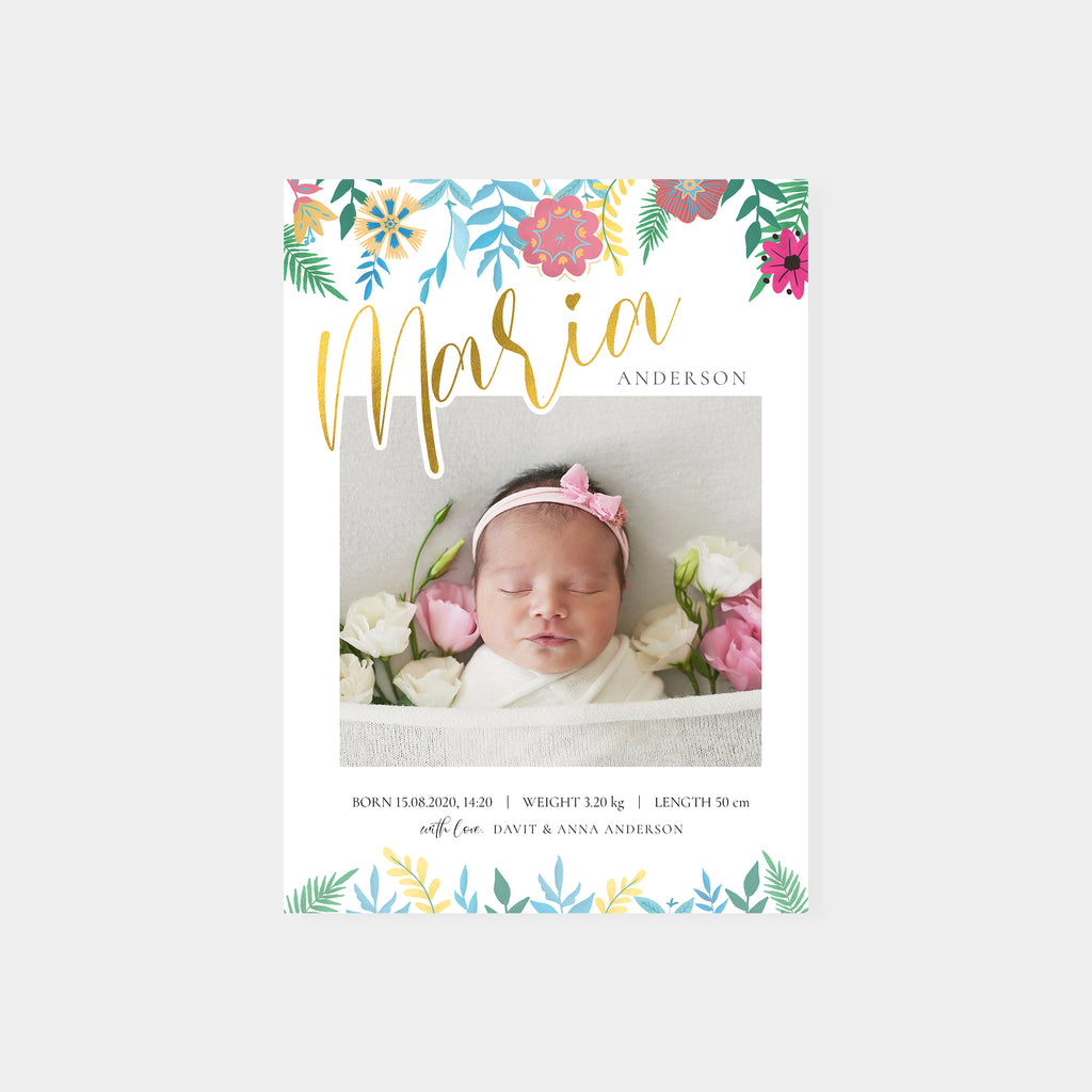 Floral Wrap - Birth Announcement Template-Template-Salsal Design