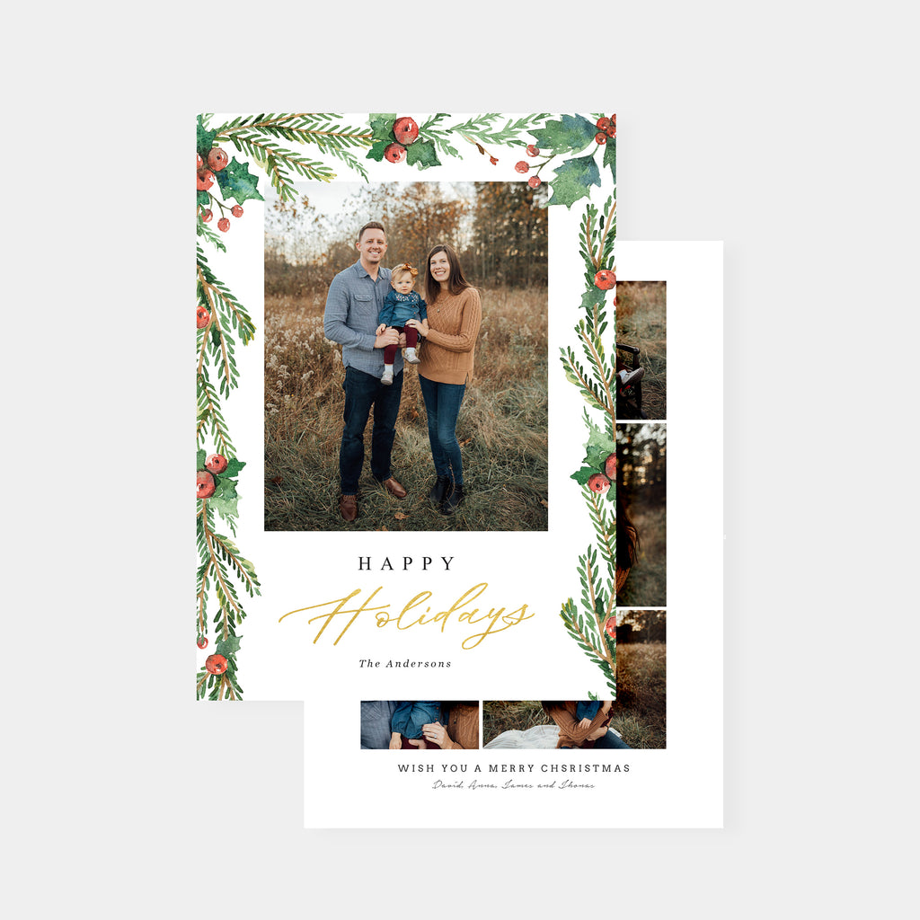 Holly Berry - Holiday Card Template-Template-Salsal Design