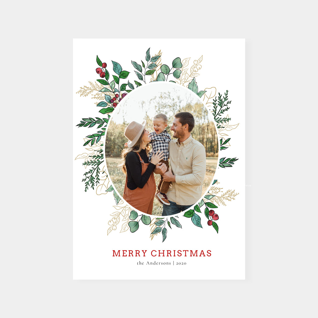 Oval Botanical - Christmas Card Template-Template-Salsal Design