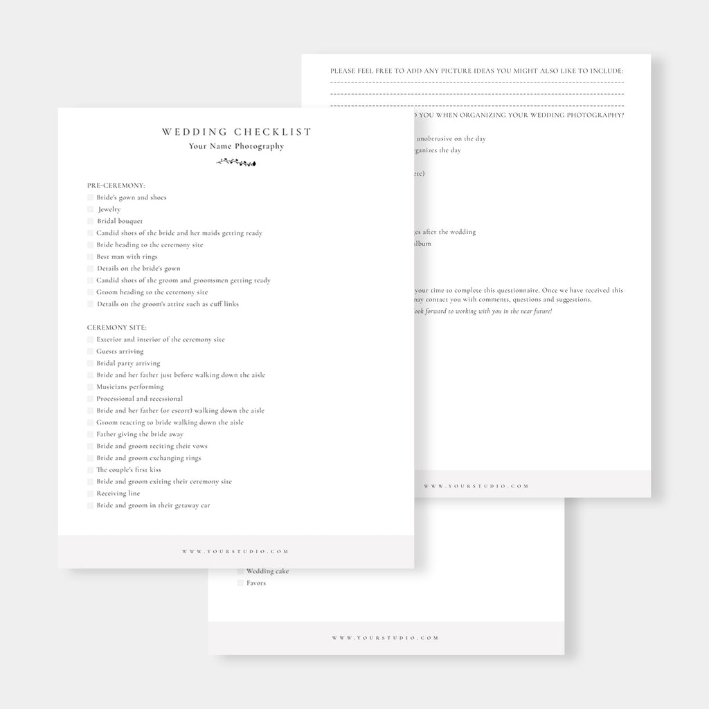 Black Leaf - Wedding Photography checklist-Template-Salsal Design