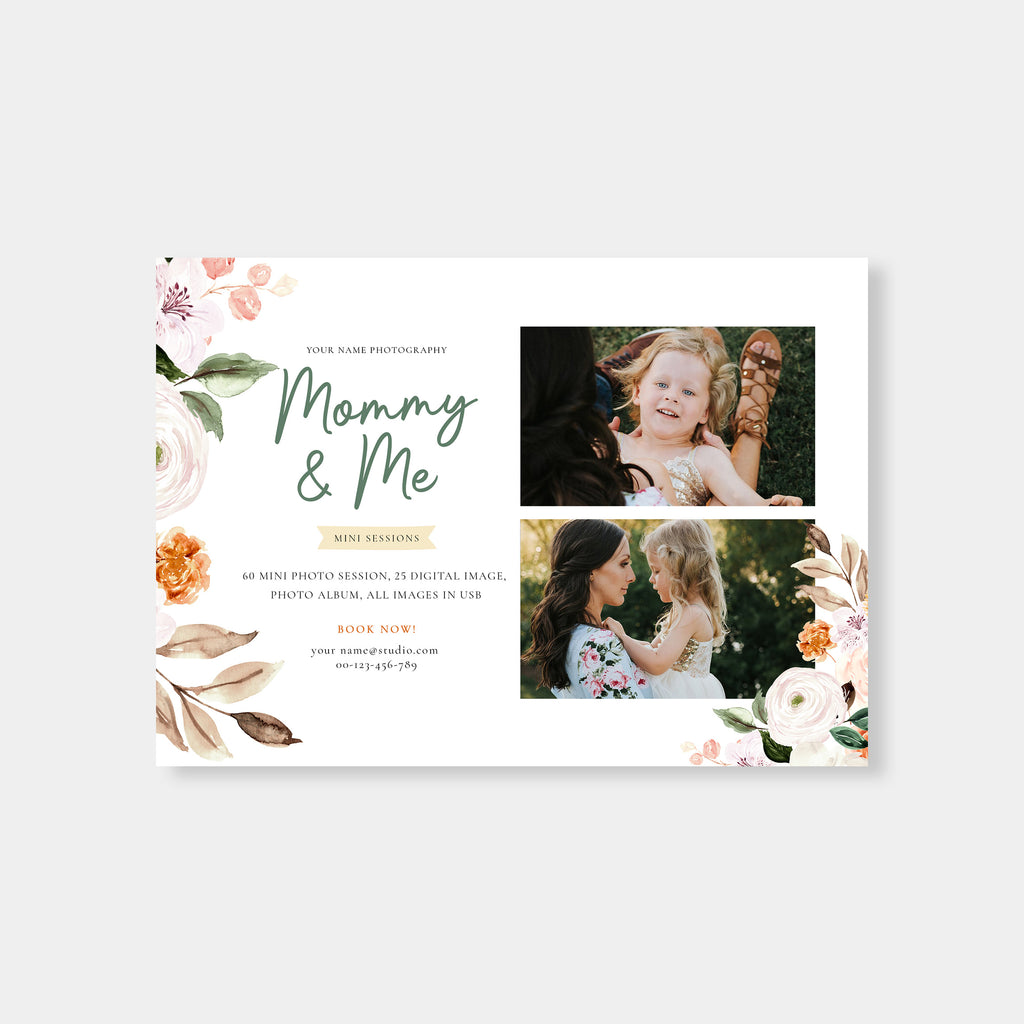 Floral Watercolor - Mommy & Me Mini Session Template-Template-Salsal Design