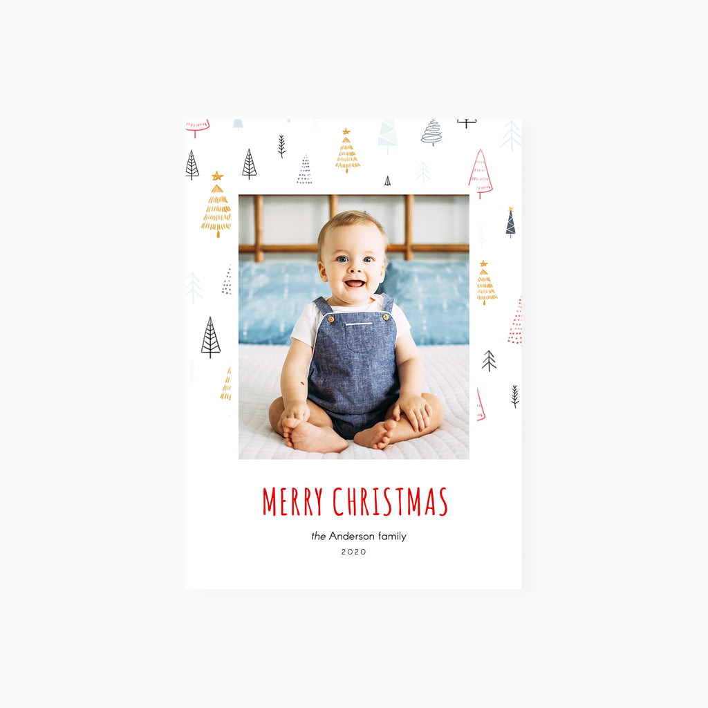 Watercolor Trees - Christmas Card Template-Template-Salsal Design