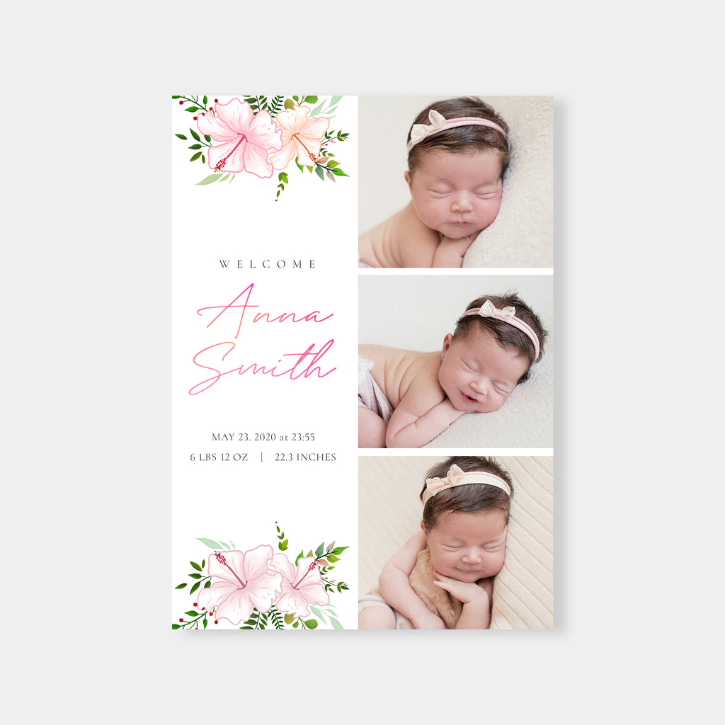 Colorful Floral - Birth Announcement Template-Template-Salsal Design