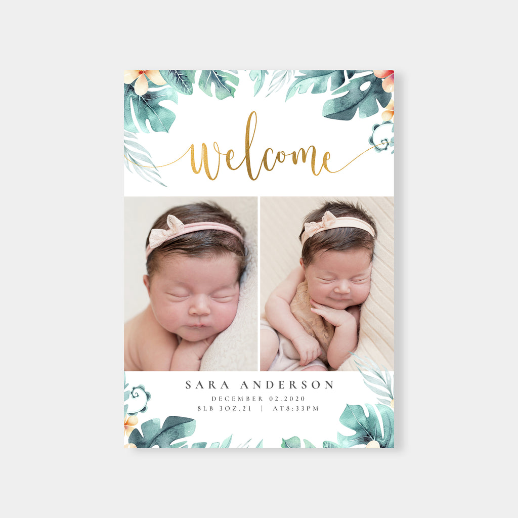 Tropical Welcome - Birth Announcement Template-Template-Salsal Design