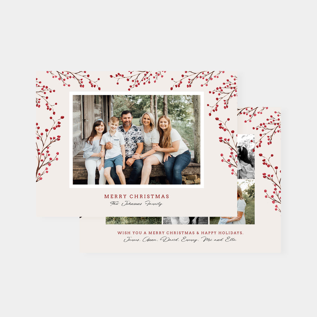 Red Berries - Christmas Card Template-Template-Salsal Design