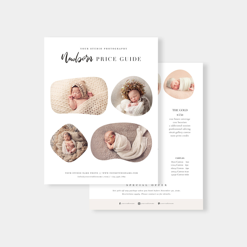 Modern Classic - Newborn Photography Price Guide Template-Template-Salsal Design