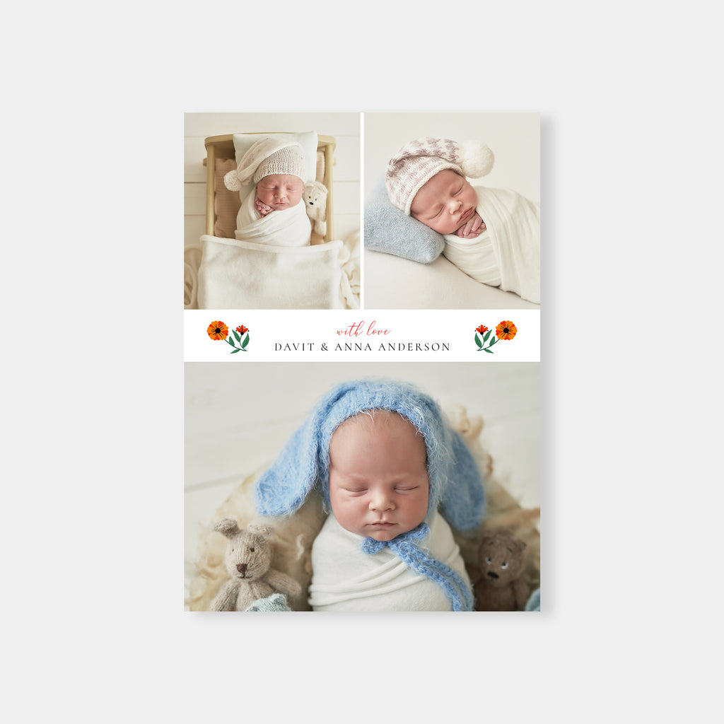 Blooming Card - Birth Announcement Template-Template-Salsal Design