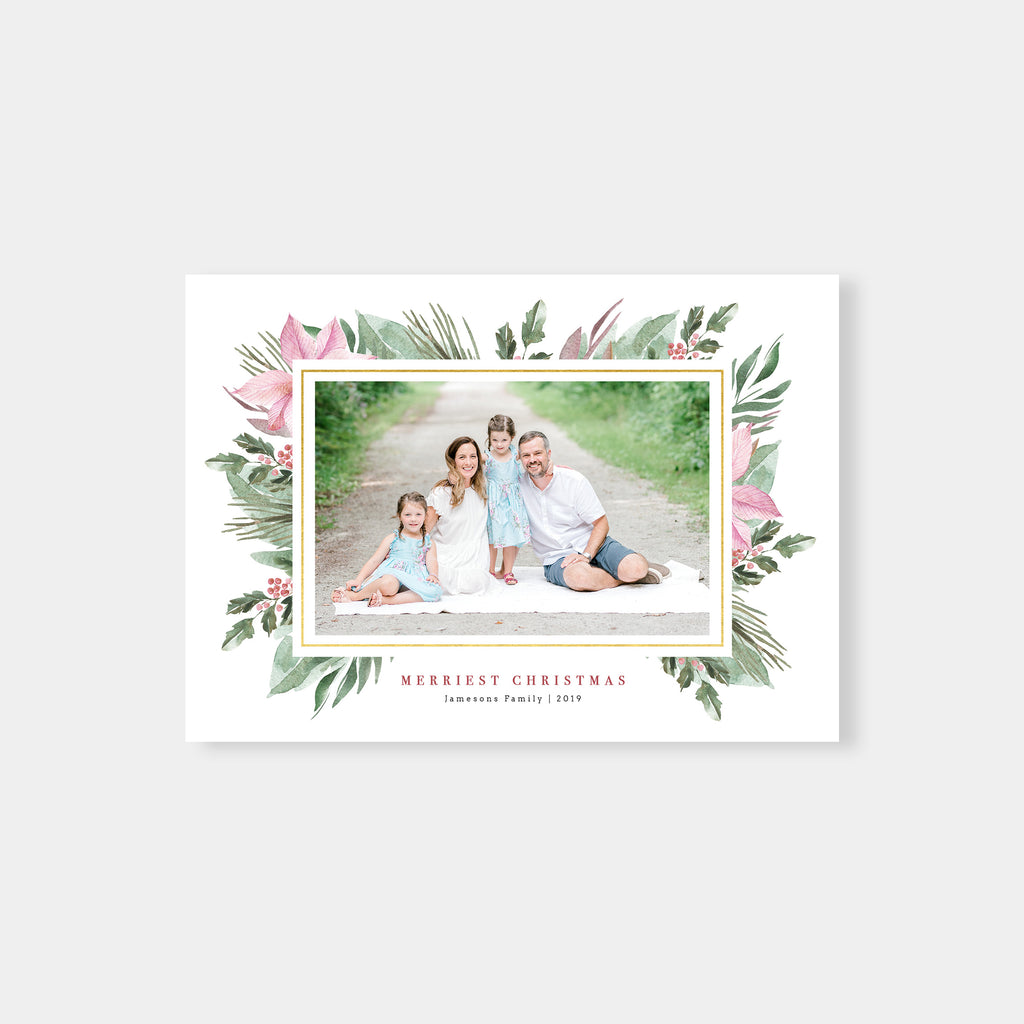 Pink Poinsettia - Christmas Card Template-Template-Salsal Design