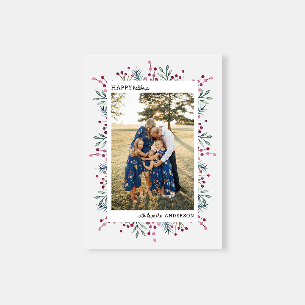 Leafy Berries | Vertical - Christmas Card Template-Template-Salsal Design