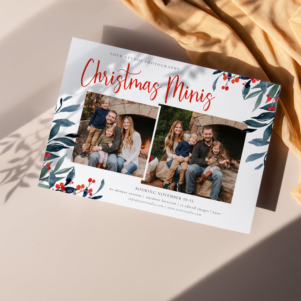 Navy Flowers - Christmas Mini Session Template-Template-Salsal Design