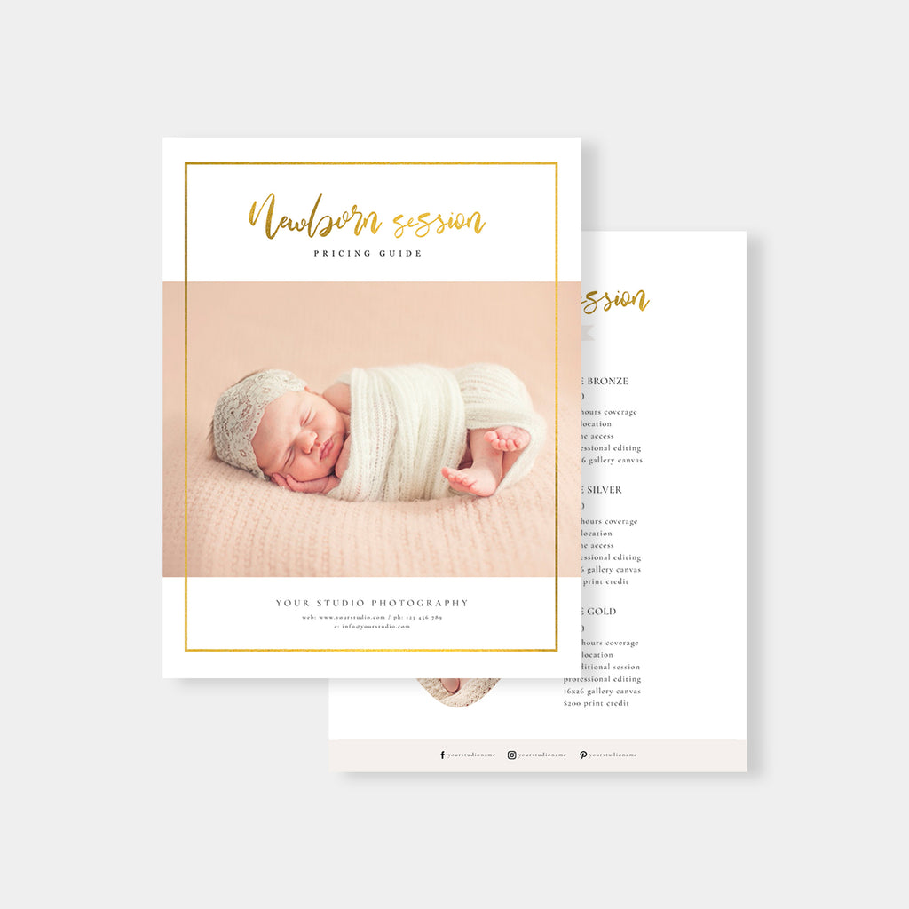 Golden Script - Newborn Photography Price Guide Template-Template-Salsal Design