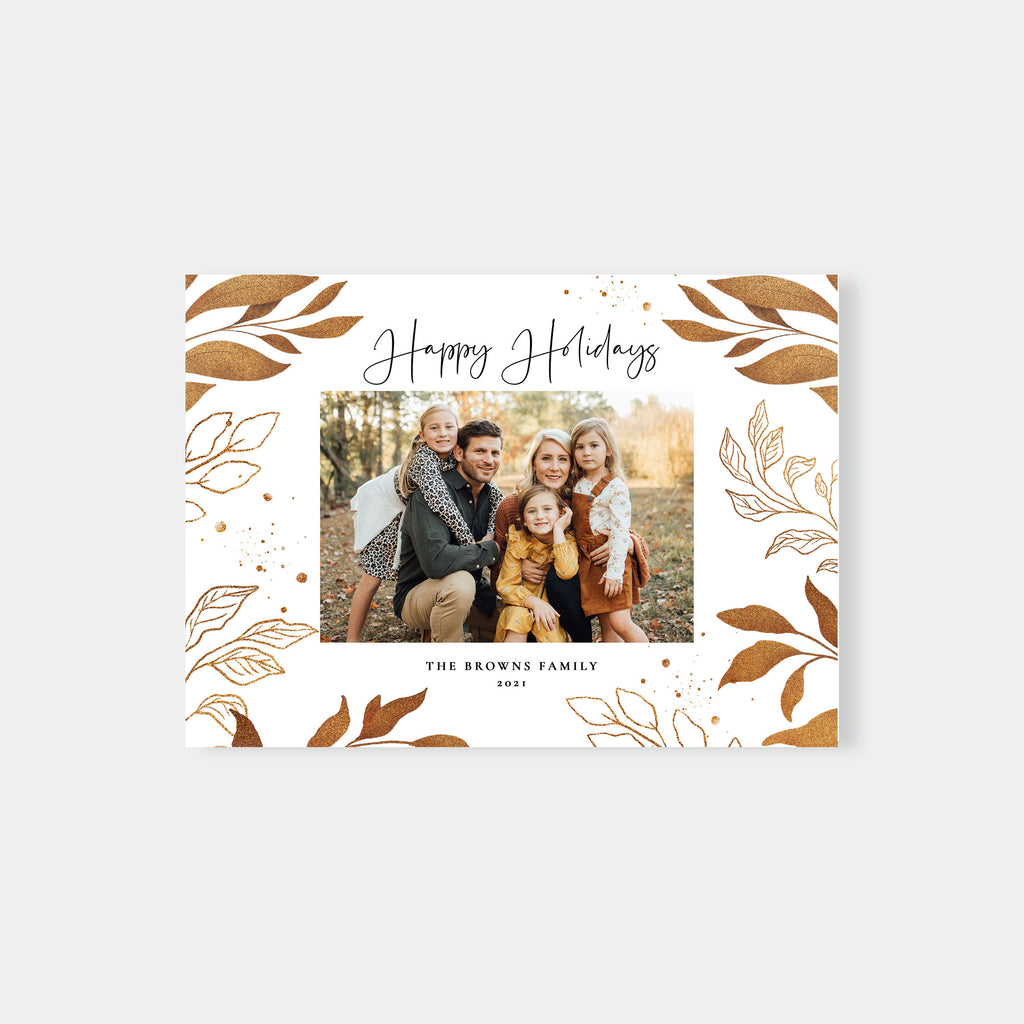 Golden Leaf - Holiday Card Template-Template-Salsal Design