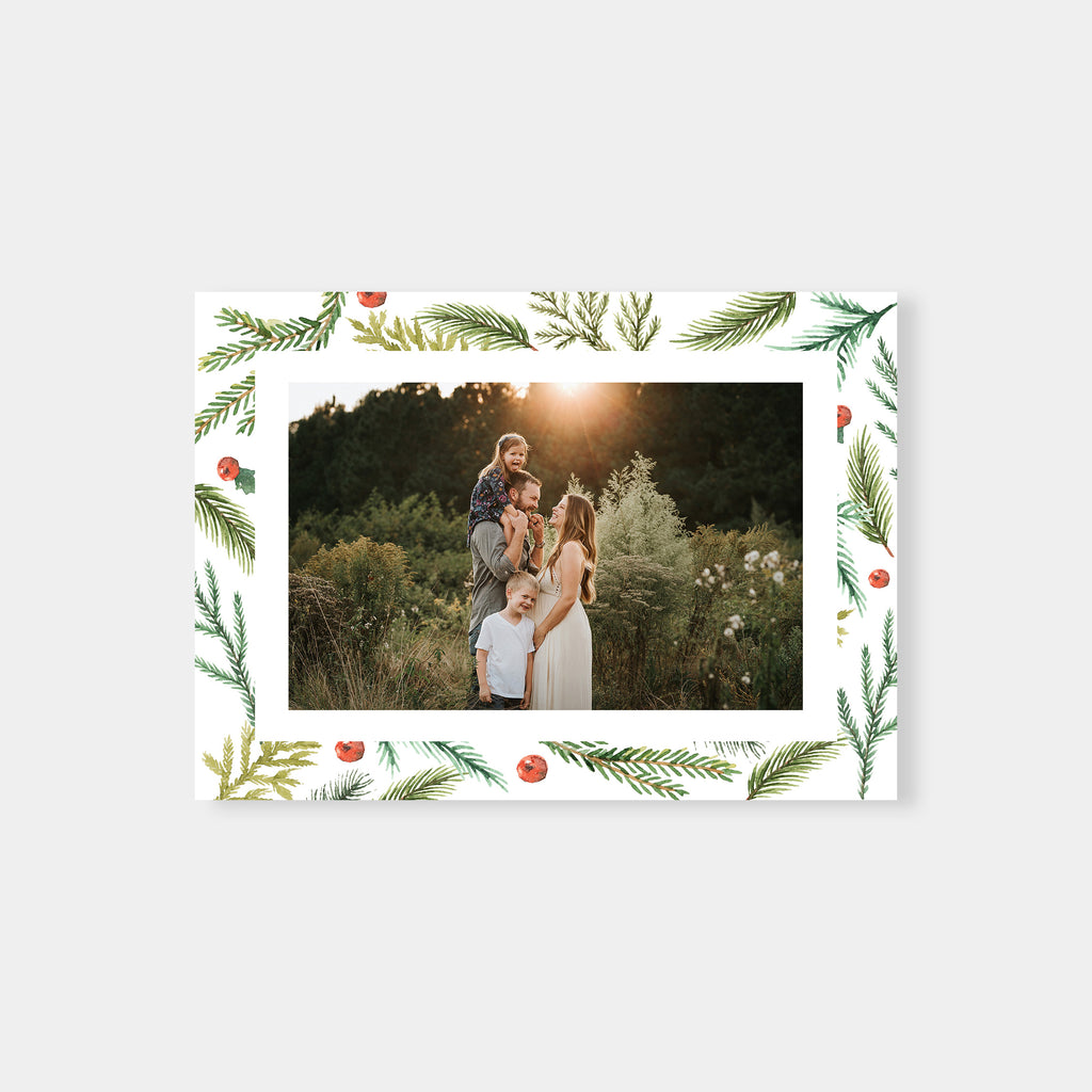 Pine & Red Berries - Christmas Card Template-Template-Salsal Design