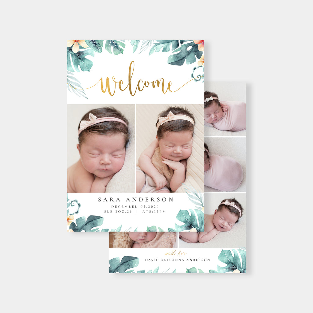 Tropical Welcome - Birth Announcement Template-Template-Salsal Design
