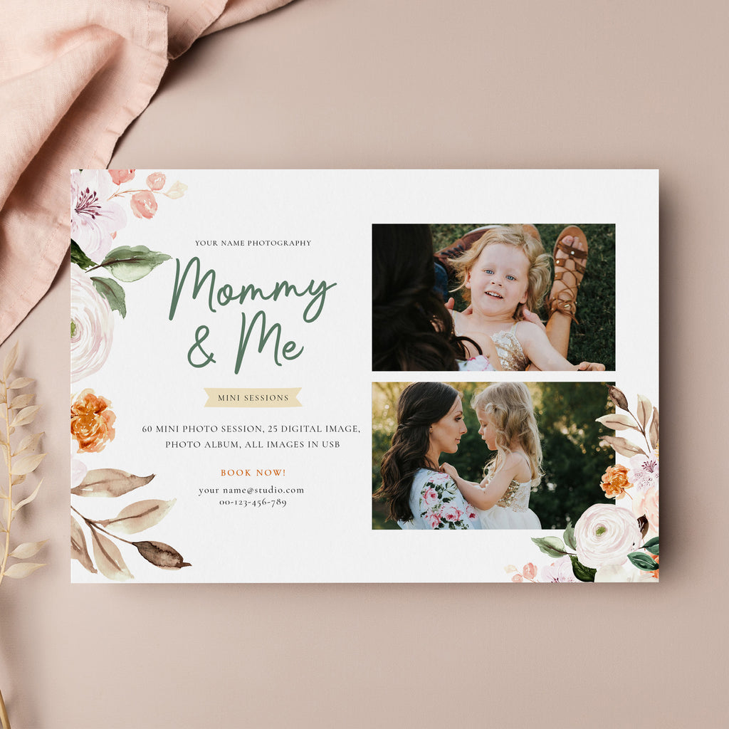 Floral Watercolor - Mommy & Me Mini Session Template-Template-Salsal Design