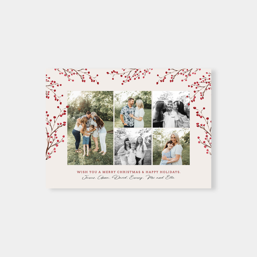 Red Berries - Christmas Card Template-Template-Salsal Design