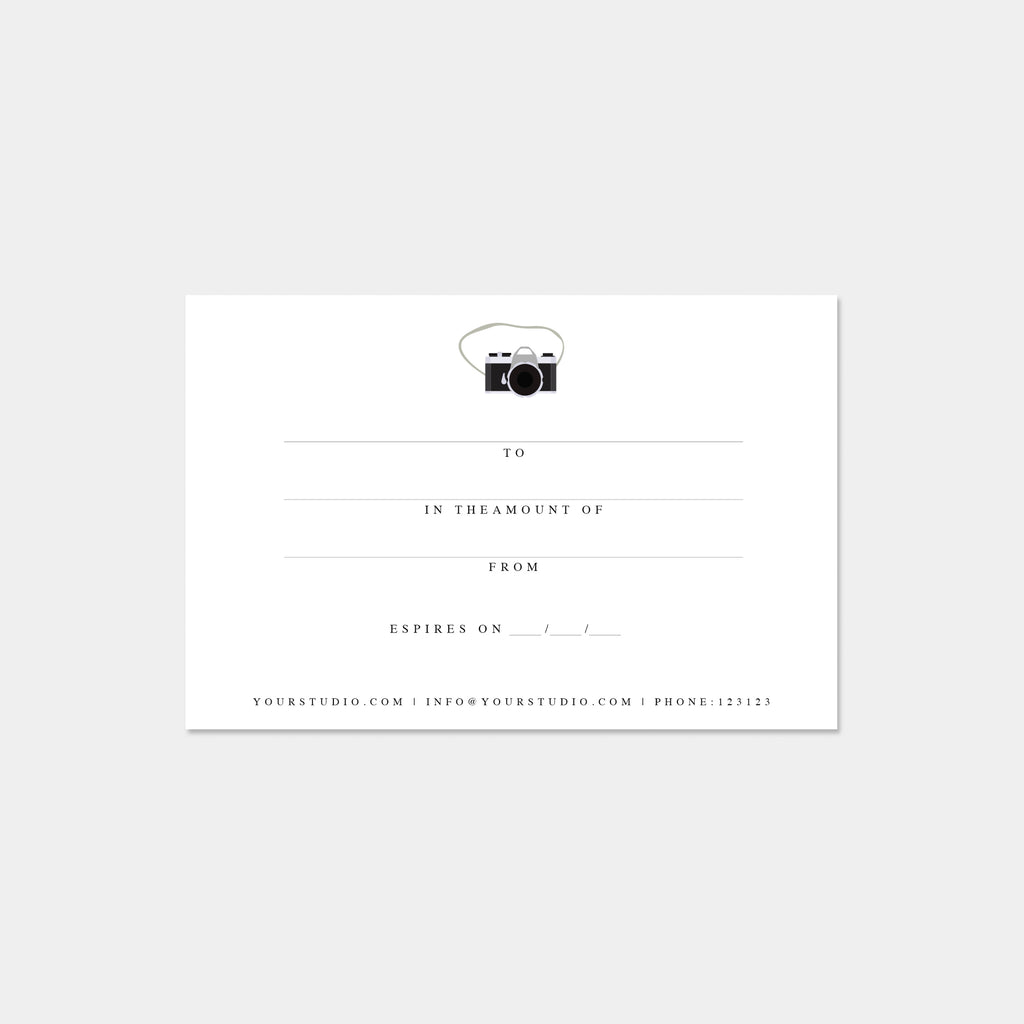 Camera Illustration - Photographer Gift Certificates Template-Template-Salsal Design