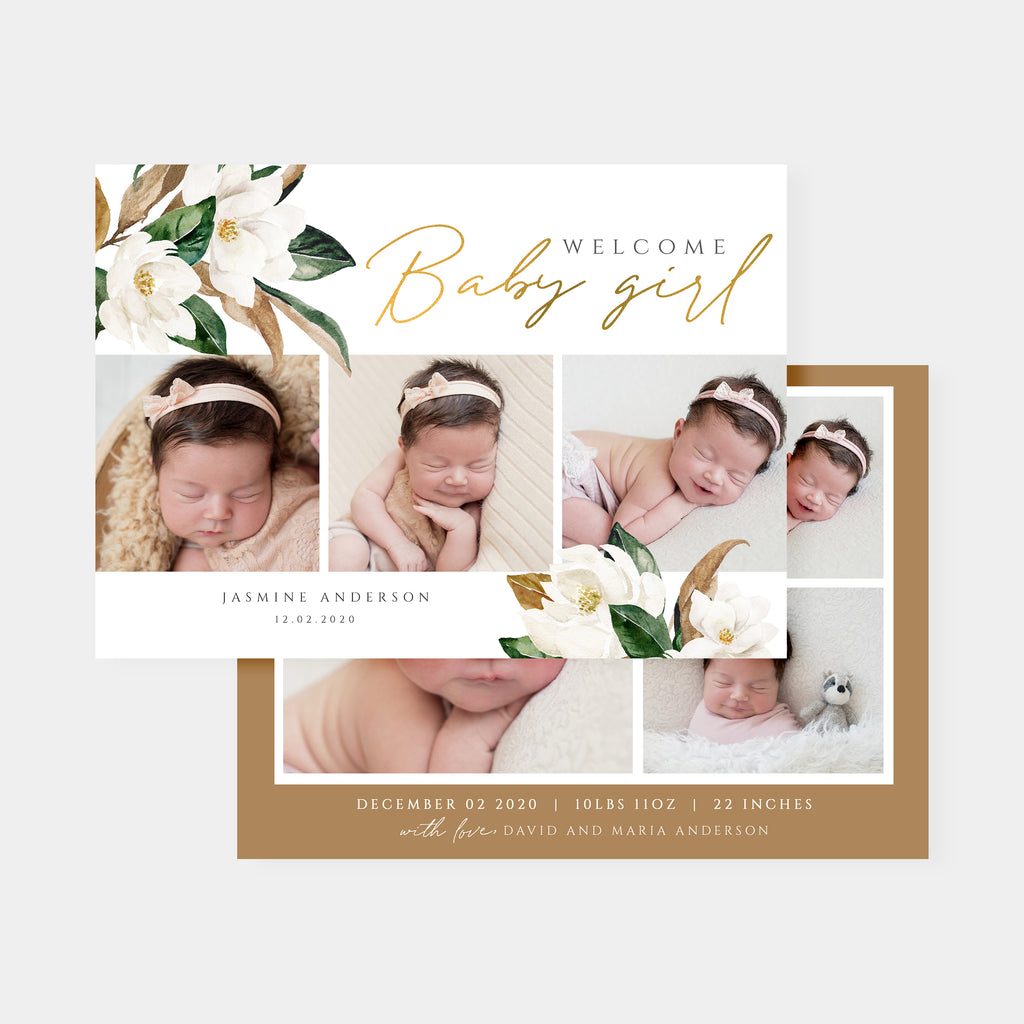 Magnolia - Birth Announcement Template-Template-Salsal Design