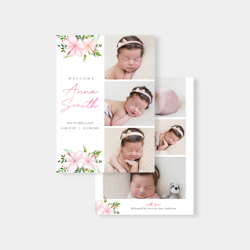 Colorful Floral - Birth Announcement Template-Template-Salsal Design