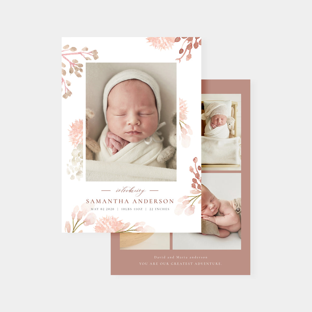 Little Blossom - Birth Announcement Template-Template-Salsal Design
