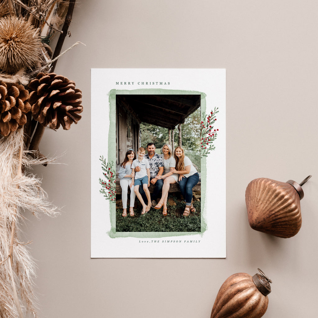 Berries | Vertical - Christmas Card Template-Template-Salsal Design