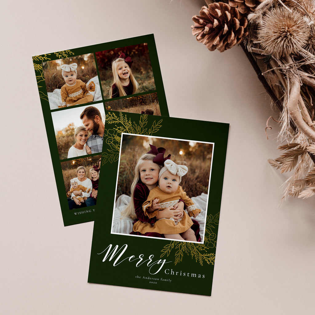 Gold Leaves - Christmas Card Template-Template-Salsal Design