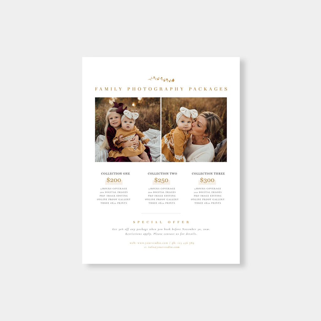 Watercolor Portrait - Family Photography Price Guide Template-Template-Salsal Design
