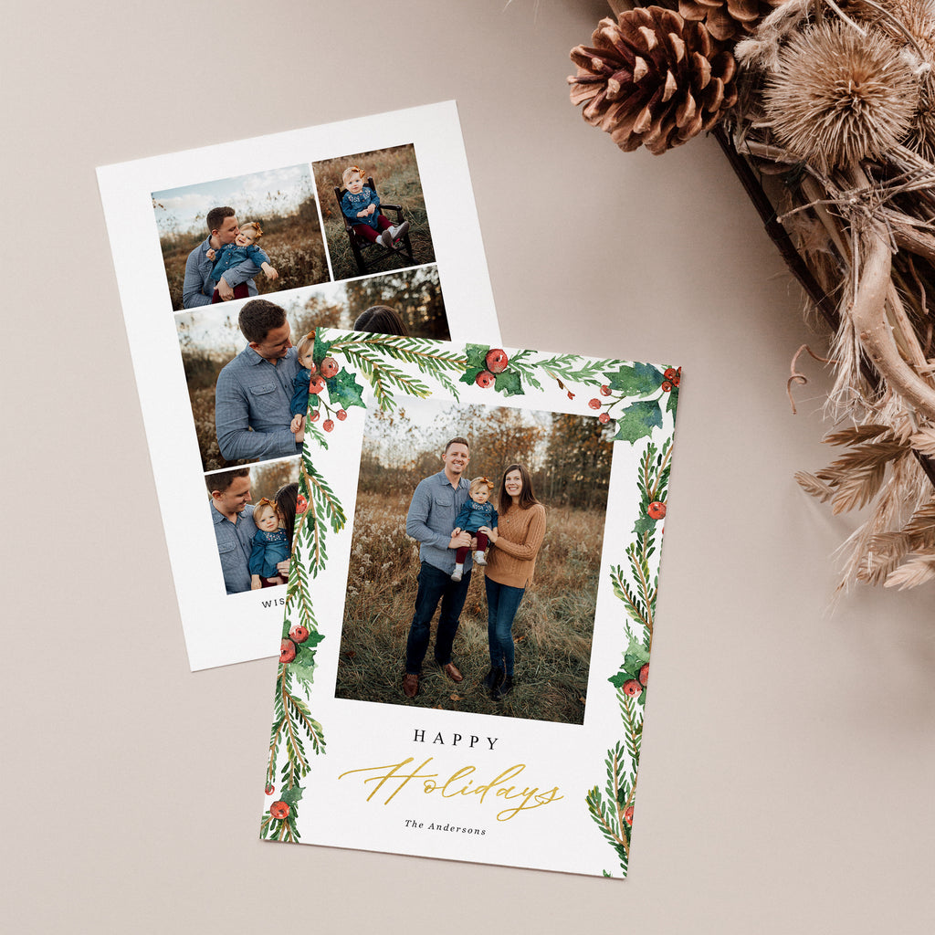 Holly Berry - Holiday Card Template-Template-Salsal Design