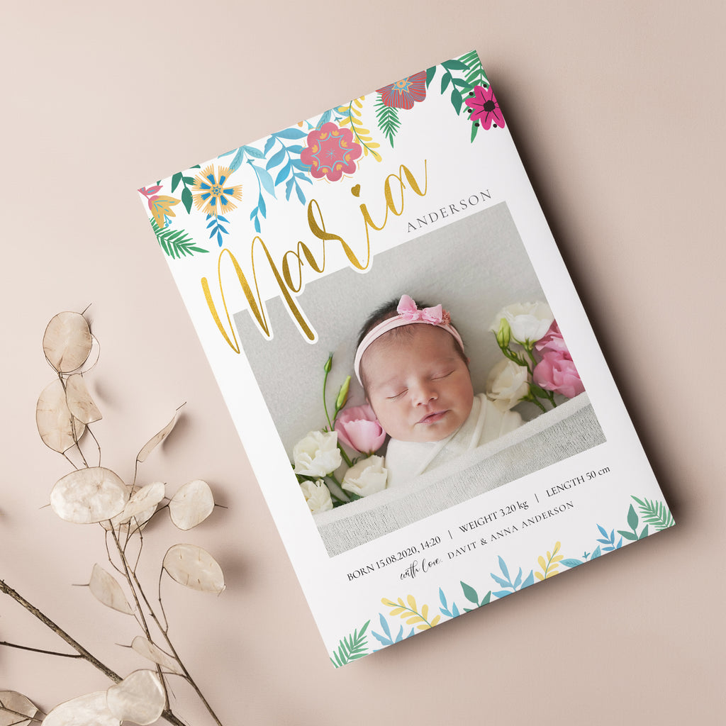 Floral Wrap - Birth Announcement Template-Template-Salsal Design