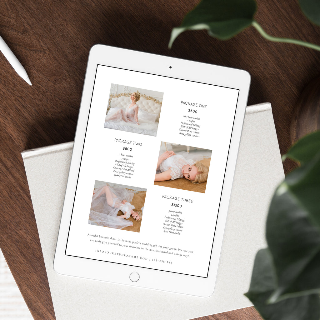 Chic Ivory - Wedding Photography Price Guide Template-Template-Salsal Design