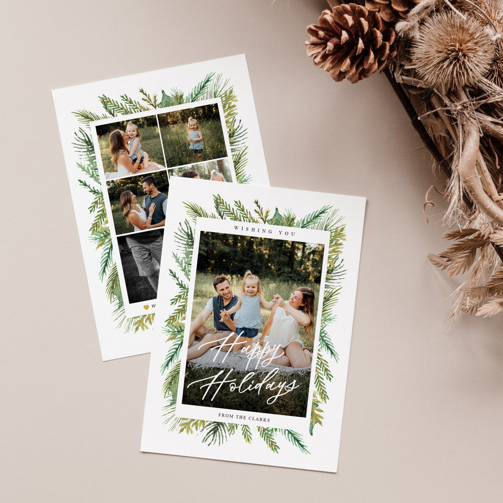 Pine leaves - Holiday Card Template-Template-Salsal Design