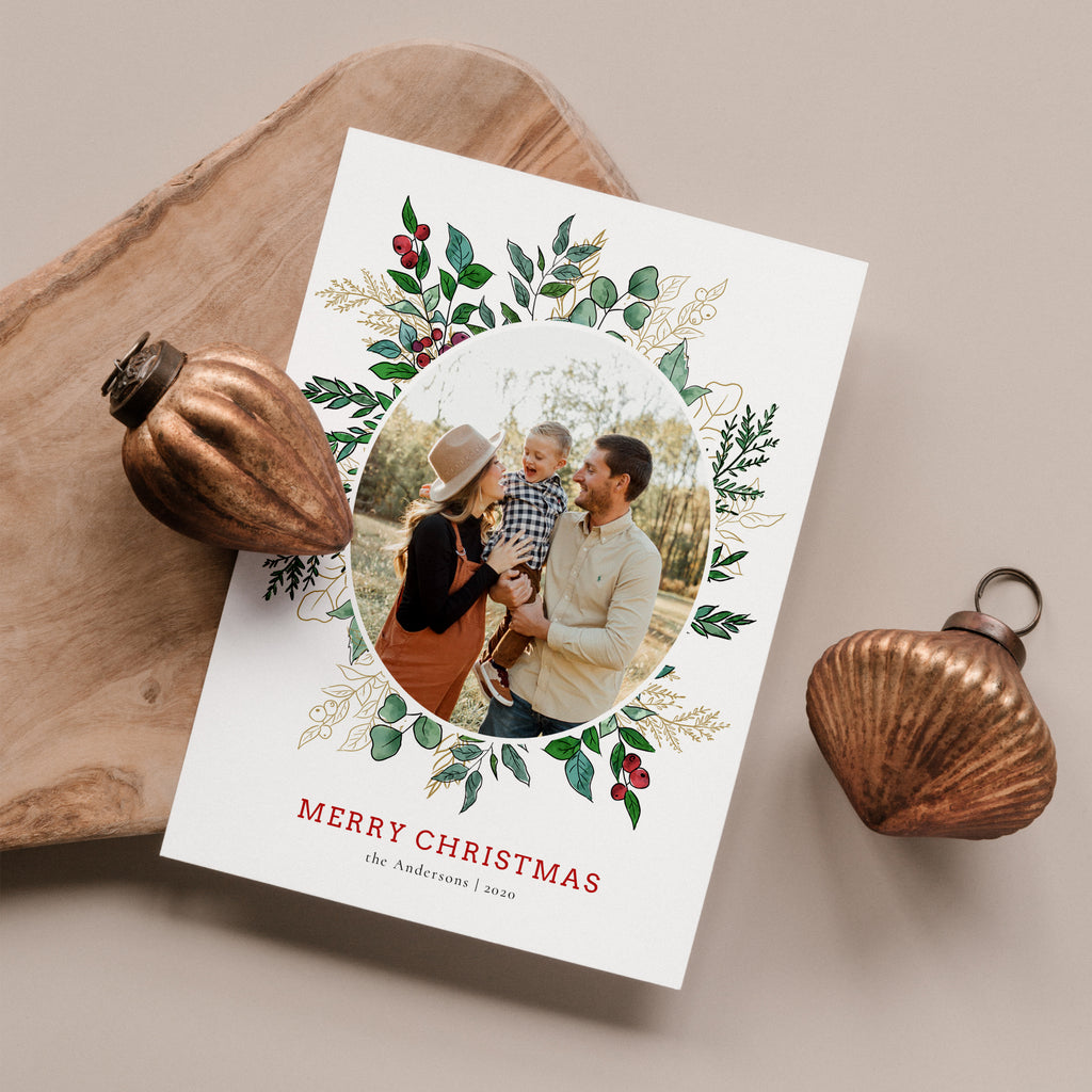 Oval Botanical - Christmas Card Template-Template-Salsal Design