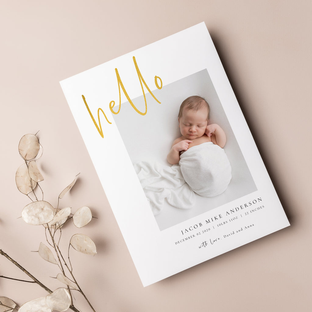 Simple Hello - Birth Announcement Template-Template-Salsal Design