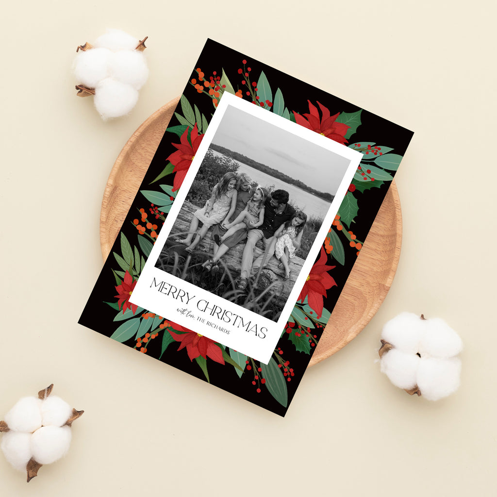 Watercolor Flowers - Christmas Card Template-Christmas Card-Salsal Design