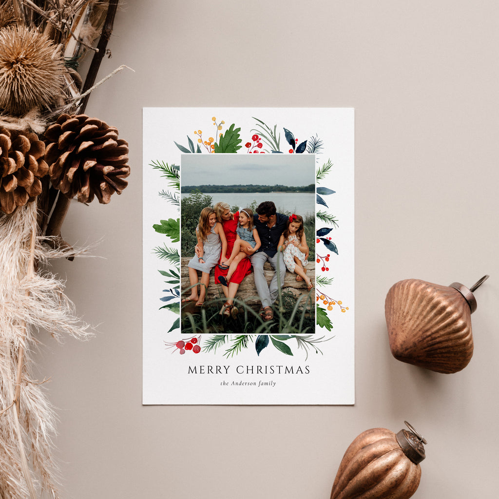 Peaceful Floral - Christmas Card Template-Template-Salsal Design