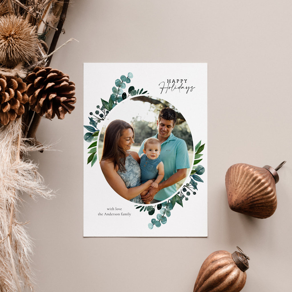 Circle Floral - Holiday Card-Template-Salsal Design