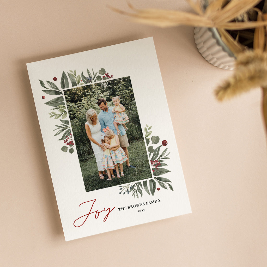 Joy Leaves - Christmas Card Template-Template-Salsal Design